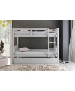LETTO A CASTELLO "TOLOSA" IN PINO MASSELLO BIANCO 90X190X156 CM